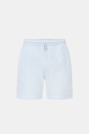 04651 / A trip in a bag - Herren - Badeshorts 'Mono Seersucker' pastellblau