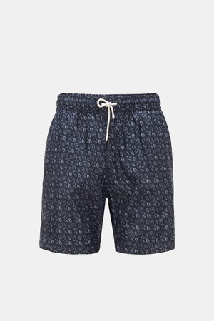 04651 / A trip in a bag - Herren - Badeshorts navy gemustert