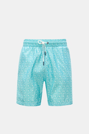 04651 / A trip in a bag - Herren - Badeshorts türkis gemustert