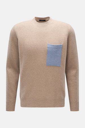04651 / A trip in a bag - Herren - Cashmere Rundhalspullover beige
