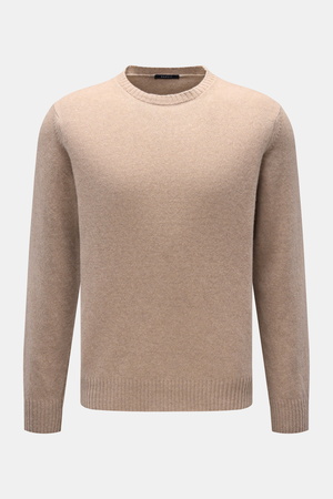 04651 / A trip in a bag - Herren - Cashmere Rundhalspullover 'Crew' beige meliert