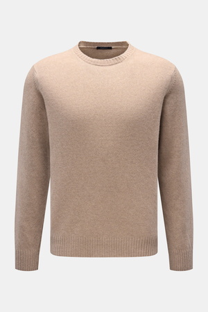 04651 / A trip in a bag - Herren - Cashmere Rundhalspullover 'Crew' beige meliert