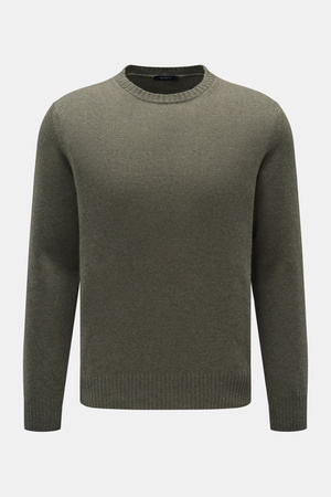 04651 / A trip in a bag - Herren - Cashmere Rundhalspullover 'Crew' oliv meliert