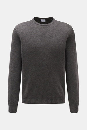 04651 / A trip in a bag - Herren - Cashmere Rundhalspullover dunkelgrau meliert