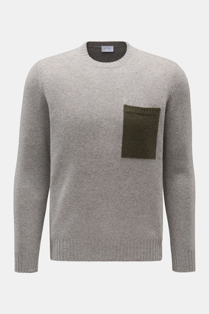04651 / A trip in a bag - Herren - Cashmere Rundhalspullover grau meliert