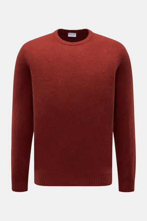 04651 / A trip in a bag - Herren - Cashmere Rundhalspullover rotbraun meliert