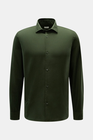 04651 / A trip in a bag - Herren - Casual Hemd 'Winter Cotton' Kent-Kragen dunkelgrün