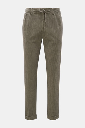 04651 / A trip in a bag - Herren - Cord-Joggpants 'Oyster' graugrün