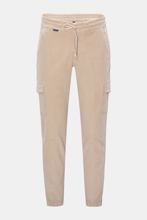 04651 / A trip in a bag - Herren - Cord-Joggpants 'Smart Cord Cargo' beige