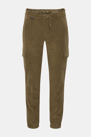 04651 / A trip in a bag - Herren - Cord-Joggpants 'Smart Cord Cargo' oliv
