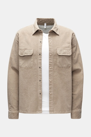 04651 / A trip in a bag - Herren - Cord-Overshirt 'Oyster' beige