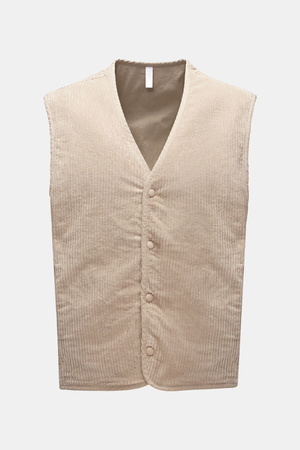 04651 / A trip in a bag - Herren - Cordweste 'Oyster' beige