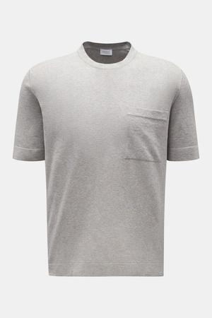 04651 / A trip in a bag - Herren - Feinstrick-Kurzarmpullover 'Knitted Tee' grau meliert