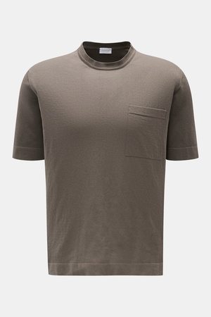 04651 / A trip in a bag - Herren - Feinstrick-Kurzarmpullover 'Knitted Tee' graubraun
