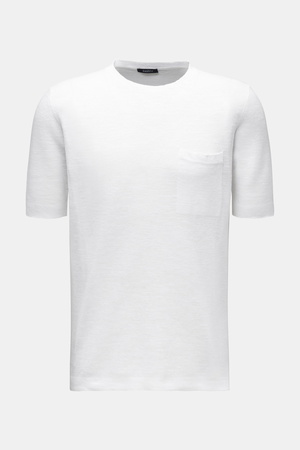 04651 / A trip in a bag - Herren - Feinstrick-Kurzarmpullover 'Linen Knit Tee' offwhite
