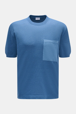 04651 / A trip in a bag - Herren - Feinstrick-Kurzarmpullover 'Pocket Tee' graublau