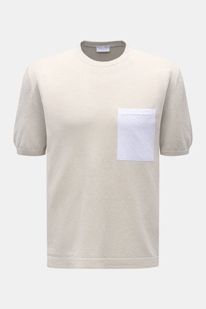 04651 / A trip in a bag - Herren - Feinstrick-Kurzarmpullover 'Pocket Tee' hellgrau