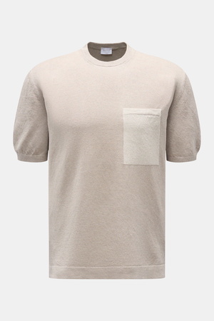 04651 / A trip in a bag - Herren - Feinstrick-Kurzarmpullover 'Pocket Tee' taupe