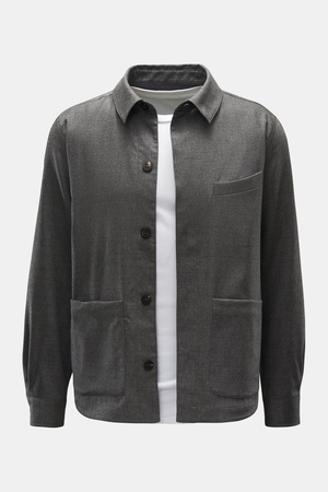 04651 / A trip in a bag - Herren - Flanell-Overshirt grau meliert