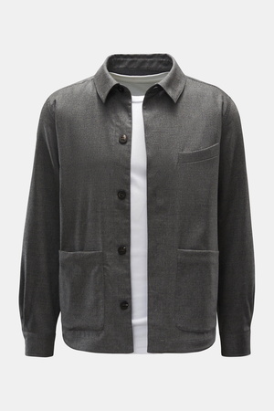 04651 / A trip in a bag - Herren - Flanell-Overshirt grau meliert