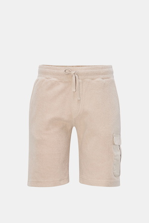 04651 / A trip in a bag - Herren - Fleece-Cargo-Shorts 'Oyster' beige