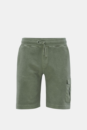 04651 / A trip in a bag - Herren - Fleece-Cargo-Shorts 'Oyster' oliv