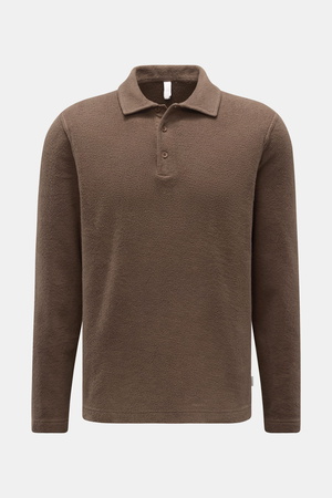 04651 / A trip in a bag - Herren - Fleece Langarm-Poloshirt braun