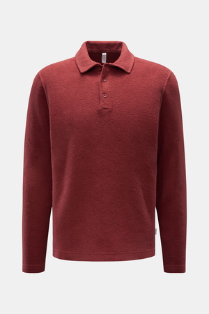 04651 / A trip in a bag - Herren - Fleece Langarm-Poloshirt dunkelrot