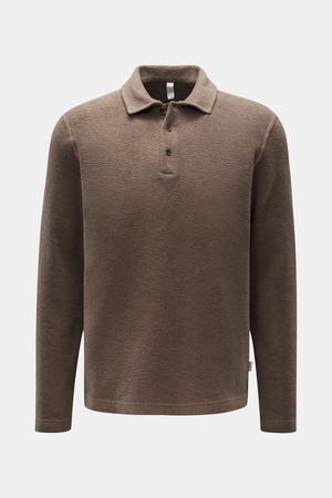 04651 / A trip in a bag - Herren - Fleece Langarm-Poloshirt taupe