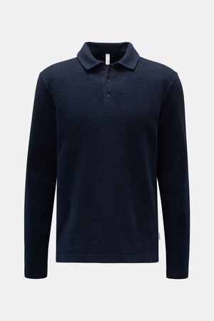 04651 / A trip in a bag - Herren - Fleece-Longsleeve-Poloshirt 'Oyster' navy