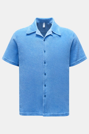 04651 / A trip in a bag - Herren - Frottee-Kurzarmhemd 'Terry Shirt' Kubanischer Kragen blau