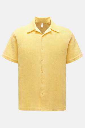 04651 / A trip in a bag - Herren - Frottee-Kurzarmhemd 'Terry Shirt' Kubanischer Kragen gelb