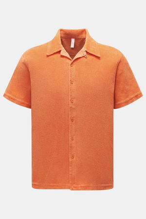 04651 / A trip in a bag - Herren - Frottee-Kurzarmhemd 'Terry Shirt' Kubanischer Kragen orange