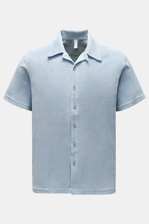 04651 / A trip in a bag - Herren - Frottee-Kurzarmhemd 'Terry Shirt' Kubanischer Kragen pastellblau