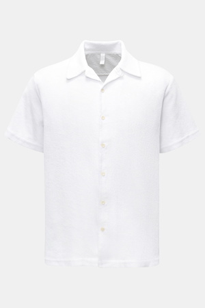 04651 / A trip in a bag - Herren - Frottee-Kurzarmhemd 'Terry Shirt' Kubanischer Kragen weiß