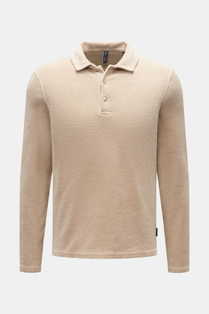 04651 / A trip in a bag - Herren - Frottee Longsleeve-Poloshirt beige