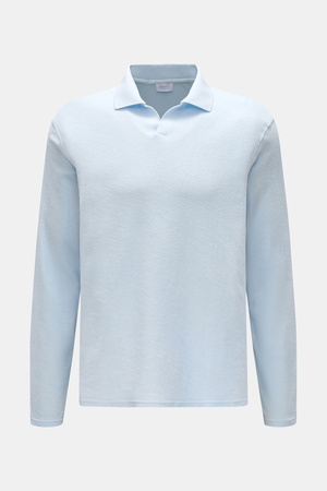 04651 / A trip in a bag - Herren - Frottee Longsleeve-Poloshirt 'Terry Johnny' pastellblau