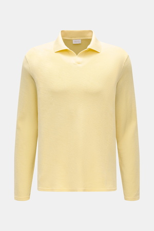 04651 / A trip in a bag - Herren - Frottee Longsleeve-Poloshirt 'Terry Johnny' pastellgelb