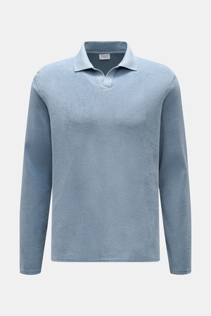 04651 / A trip in a bag - Herren - Frottee Longsleeve-Poloshirt 'Terry Johnny' rauchblau