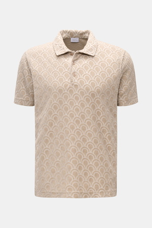 04651 / A trip in a bag - Herren - Frottee-Poloshirt 'Terry Jaquard' beige gemustert