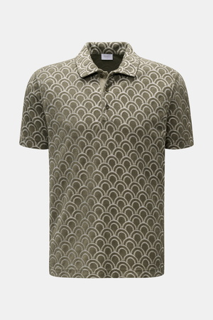 04651 / A trip in a bag - Herren - Frottee-Poloshirt 'Terry Jaquard' graugrün gemustert
