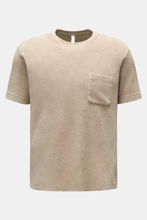 04651 / A trip in a bag - Herren - Frottee Rundhals-T-Shirt 'Terry Tee' beige