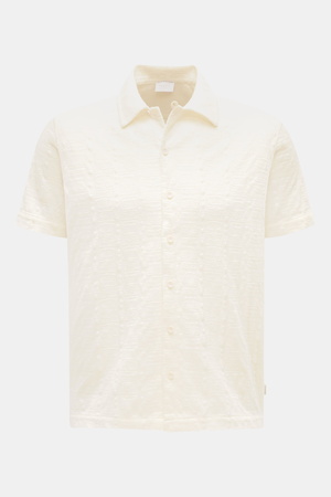 04651 / A trip in a bag - Herren - Jersey-Kurzarmhemd 'Abstract' Kubanischer Kragen creme