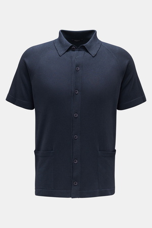 04651 / A trip in a bag - Herren - Kurzarm-Strickhemd 'Foggy Shirt' schmaler Kragen navy