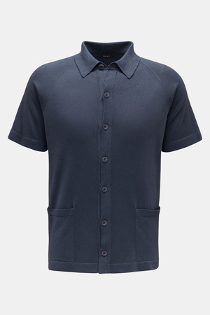 04651 / A trip in a bag - Herren - Kurzarm-Strickhemd 'Foggy Shirt' schmaler Kragen navy