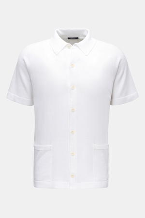 04651 / A trip in a bag - Herren - Kurzarm-Strickhemd 'Foggy Shirt' weiß