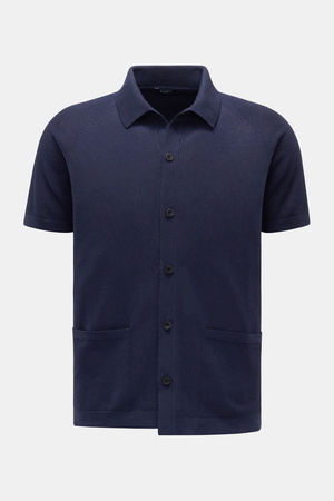 04651 / A trip in a bag - Herren - Kurzarm-Strickhemd 'Knitted Shirt' schmaler Kragen navy
