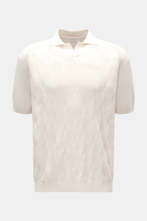 04651 / A trip in a bag - Herren - Kurzarm-Strickpolo 'Jacquard Johnny' creme