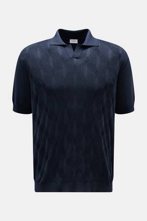 04651 / A trip in a bag - Herren - Kurzarm-Strickpolo 'Jacquard Johnny' navy