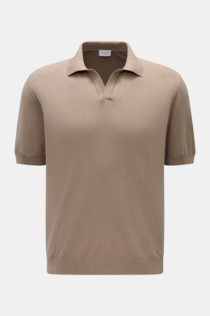 04651 / A trip in a bag - Herren - Kurzarm-Strickpolo 'Johnny' taupe